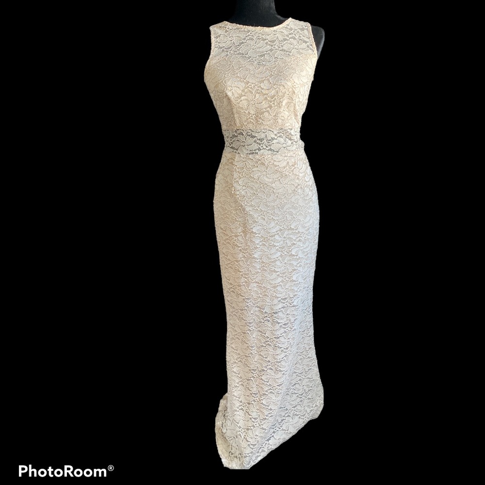 La Scala Champagne Lace Gown